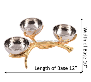 Metal 3 cuencos con hoja de soporte decorativo de metal de soporte para el uso de la cocina de metal artesanía tazón de frutas y frutos secos - Product Image 3