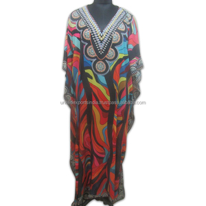 Digital Print Floral Multicolor 100% Polyester <b>Plus</b> <b>Size</b> <b>Kaftan</b> - Product Image 1