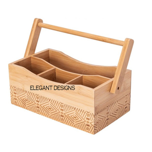 Soporte de utensilios de madera para uso doméstico, soporte de utensilios de madera con mango de cuatro compartimentos, excelente precio - Product Image 5