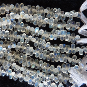 Cuentas de piedras preciosas facetadas de piedra lunar arcoíris natural Color blanco - Product Image 5