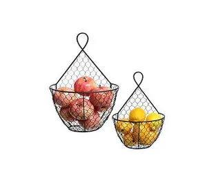 金属丝水果架厨房篮架安装悬挂储物篮储物新设计金属丝篮待售