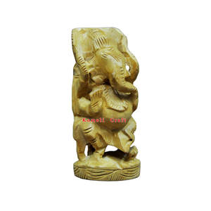 Grande statue de Ganesha en bois sculptée à la main idole de dieu hindou pour faveur de mariage, décoration intérieure et cadeau spirituel d'Inde - Product Image 1