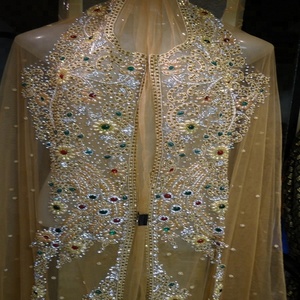 Vestido caftán marroquí TAKCHITA, trabajo pesado de cristales, hecho en la INDIA - Product Image 2