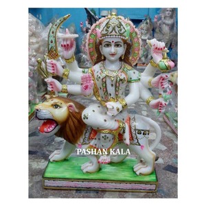 Sherawali-mármol blanco hecho a mano, Maa Murti - Product Image 1