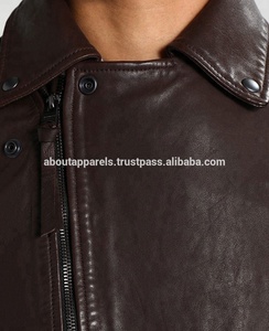 Nouvelle arrivée Veste en cuir de mouton synthétique élégante bon marché, Manteau à manches en cuir bon marché Veste en cuir Trench à la taille - Product Image 4