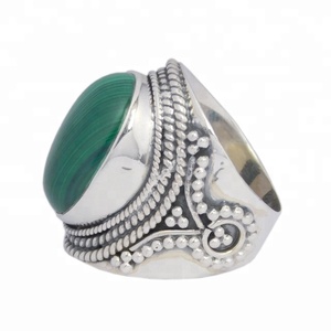 Precio al por mayor barato 925 plata esterlina malaquita piedra preciosa anillo eternidad Vermeil anillos joyería de plata fabricante - Product Image 2