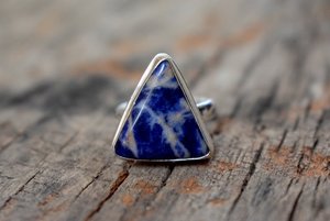 Anillo de sodalita ovalado redondo pera cuadrado piedra preciosa natural cabujón Plata de Ley 925 - Product Image 6