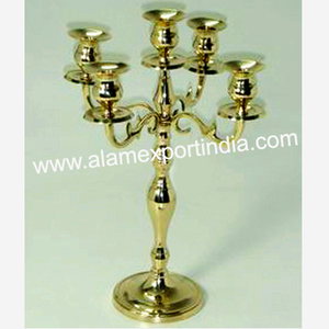 Vente chaude Vintage cinq bras argent candélabre petit bougeoir en verre nouveauté table décorer pièce maîtresse - Product Image 4