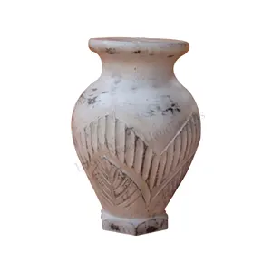 New Designed Hand Carving Rustic Wooden Round Shape Vase for Table top Decor at Wholesale Rates From Trusted Indian Supplier