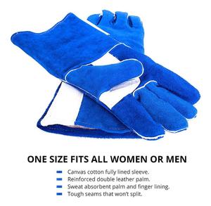 ถุงมือเชื่อมหนังวัวสำหรับทุกเพศถุงมือป้องกันมือทนความร้อน - Product Image 3