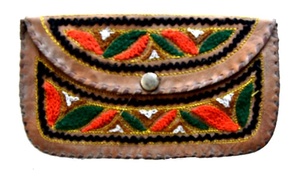 Cartera de cuero genuino 100% para mujer, monedero bordado a mano con monedero de cuero genuino Real, Cartera de transporte móvil, bolso de mano - Product Image 2