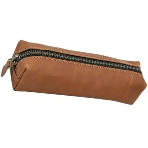 Pen Case With Zipper Closure Premium Quality Genuine Leather, Pencil Pouch Stationery Bag