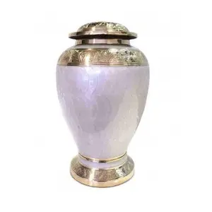 Latest Designer Enamel Printed Brass Made Cremation Urn for Human Ashes in Cheap Price
