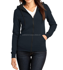 Sudadera con capucha de manga larga para mujer azul marino de alta calidad con cremallera y tejido de punto de bolsillo para uso en exteriores - Product Image 5