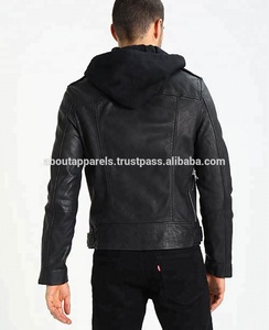Chaqueta de cuero barata para hombre, chaqueta de piel de oveja auténtica para motocicleta y abrigos con capucha - Product Image 6