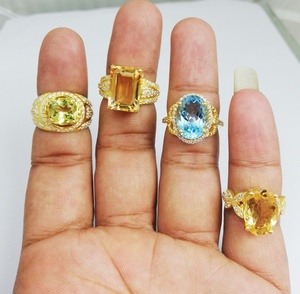 ฟ้าบุษราคัมปู CZ ชุดพลอยชุบทองแหวน - Product Image 3