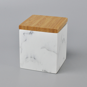 โหลใส่เครื่องเทศทรงสี่เหลี่ยมพร้อมฝาไม้ไผ่เคลื่อนย้ายได้ - Product Image 1