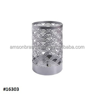 Bougeoir votif en fer décoratif fini argenté Bougeoirs en laiton en métal vintage créatif - Product Image 2