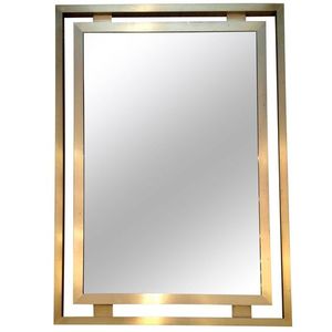 Espejo de pared con marco de metal de latón de diseño moderno de forma cuadrada dorada para decoración del hogar - Product Image 1