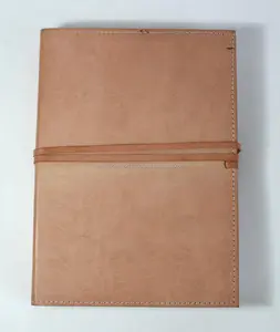 Premium Hand Crafted Plain Natural Color Handmade Recycled Cotton Paper Refillable Goat TC Leather Journal
