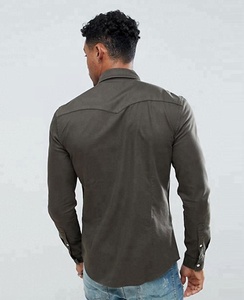 2022 nueva llegada Camisa vaquera informal Vintage para hombre 100% algodón cuello redondo Unisex estilo deportivo logotipo personalizado corto Anti-Pilling adultos - Product Image 2