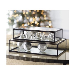Boîte à bijoux en verre rectangle pour la décoration de la maison décoration de bureau décoration de mariage - Product Image 1