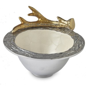 Bol de forme ronde en aluminium sans métal nickelé Design Antler Bol de service à l'aspect de luxe pour fruits et snacks - Product Image 1