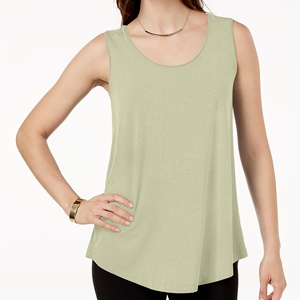 Camiseta sin mangas de encaje de punto de talla grande de alta calidad para mujer para entrenamiento Yoga 100% algodón transpirable de secado rápido Tops - Product Image 3
