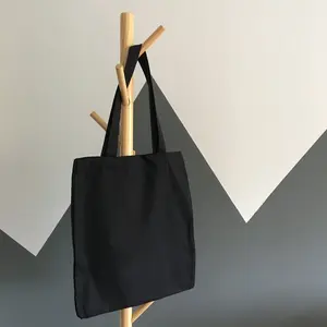 Plain Large Black Cotton Shoulder Grocery Bags