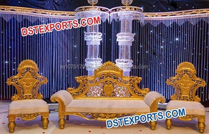 Conjunto de muebles tallados de Metal y plata para bodas, conjunto de sofás de estilo Maharaja para bodas asiáticas, diferentes estilos, fabricante de muebles para bodas - Product Image 2