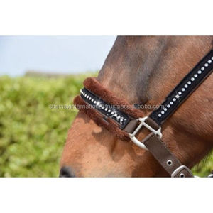 Shemax caballo ecuestre nuevo acolchado Nylon Headcollar Diamante brillos caballo Halter marrón - Product Image 2