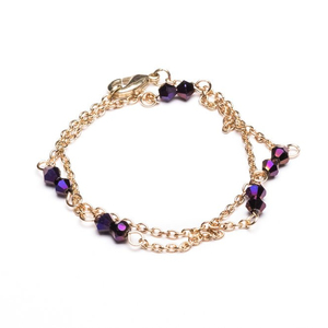 Trendy Double Chain <b>Bracelet</b> Wire Wrap <b>Beaded</b> <b>Bracelet</b> Handmade Jewelry - Product Image 1