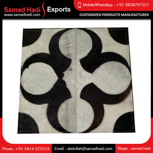 Best Selling Luxury Home Decoration 100% Genuine Cow Hide Leather Carpets Embroidered for Prayer Wool Fur Material Room Space - Product Image 4