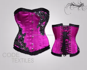 Bán Buôn Bán Buôn Thép Boned Burlesque Overbust Shaper Corset/Đẹp Satin Overbust Thép Không Gỉ Xương Bustier