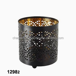 <b>Christmas</b> <b>Tea</b> <b>Light</b> Holder Black & Gold - Product Image 1