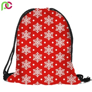 ใหม่มาถึงโปรโมชั่นคริสมาสต์ Drawstring ถุงผ้าฝ้ายพิมพ์ผ้าใบกระเป๋าที่มีการปรับแต่งโลโก้ - Product Image 4