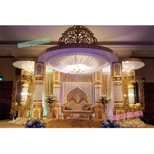 Mariage indien glamour roi Mandap Royal mariage fibre Mandap avec couronne haut mariage couronne Mandap malaisie Mandap mariage ensemble - Product Image 1