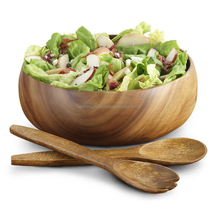 Saladier en bois avec serveur, bol de service en bois, article de vaisselle en bois, saladier, saladier en bois Unique, bol à soupe, bol à pâtes - Product Image 1