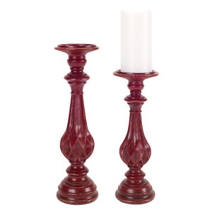 Material de madera de bambú forma redonda candelabro antiguo rojo aspecto moderno usado decoración de iluminación del hogar portavelas - Product Image 1