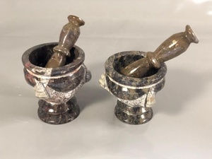 Mortero y Pilón de Fósiles Naturales Hechos a Mano de Alta Calidad, Grabado, Negro-Marrón, Resistente al Agua, Feng Shui - Product Image 2
