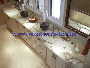 ท็อปอ่างล้างหน้าและอ่างล้างมือแบบตั้งพื้นสีพื้นเรียบ พร้อมไฟส่องด้านหลัง ทำจากหินออนิกซ์ - Product Image 4