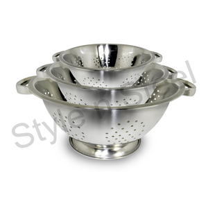 Passoire profonde en acier inoxydable Lot de 3 passoires pour fruits et légumes Passoire pour fruits et légumes avec poignée - Product Image 1
