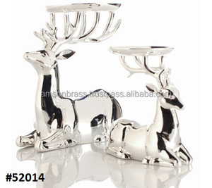 Portavelas de Metal dorado Reno Metal Reno Decoración de mesa de oficina Reno Par de portavelas - Product Image 2