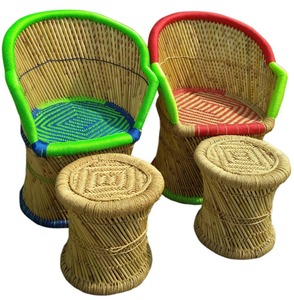 Muebles Reales Cómodos para Terraza Exterior, Silla de Mimbre/Bambú con Otomana para Balcón, Jardín, Césped, Cafetería, Restaurante - Product Image 1