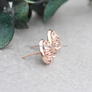 กุหลาบทองสตั๊ด Druzy โพสต์ต่างหูพลอย - Product Image 3