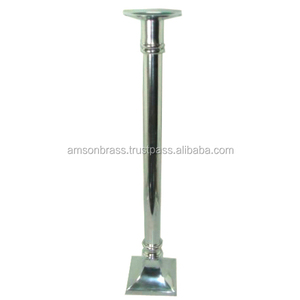 Metal Brass Gold <b>Silver</b> Candle Holder for Christmas Shiny Polish <b>Silver</b> Candle Stand Fancy Tapered <b>Candlestick</b> - Product Image 1