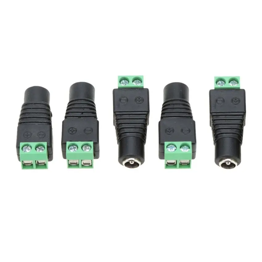 Male Female 2.1x5.5MM DC Power Jack Plug Adapter Connector for led strip light CCTV Camera