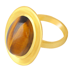 CDP Bague unisexe en argent sterling 925 belle bague œil de tigre en plaqué or avec lunette classique bijoux à la mode pour les fêtes cadeaux - Product Image 4