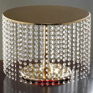 Base para Pastel de Metal con Cristales Dorados, Centro de Mesa para Fiestas y Celebraciones de Alta Calidad - Product Image 1