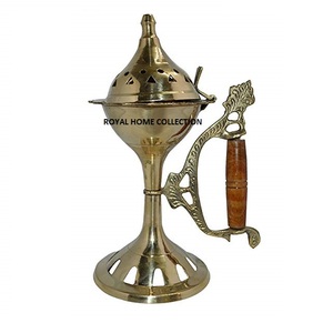 WOODEN HANDLE INDUSTRIAL BRASS INCENSE <b>BURNER</b> - Product Image 1